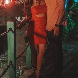 Rust color cutout mini dress